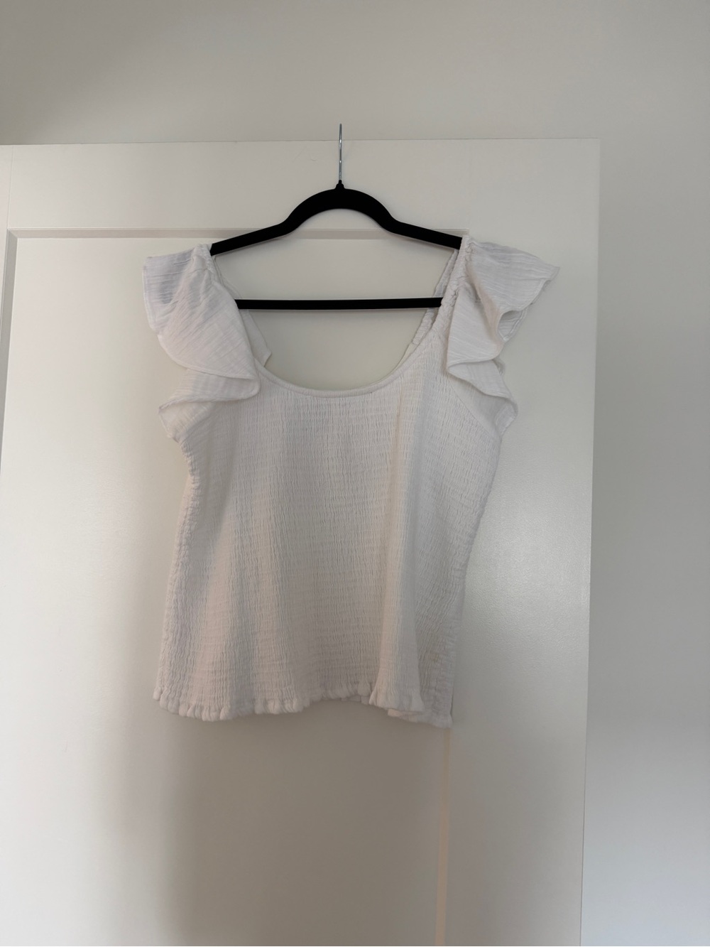 Women's White Ruffle Sleeve Tank Top